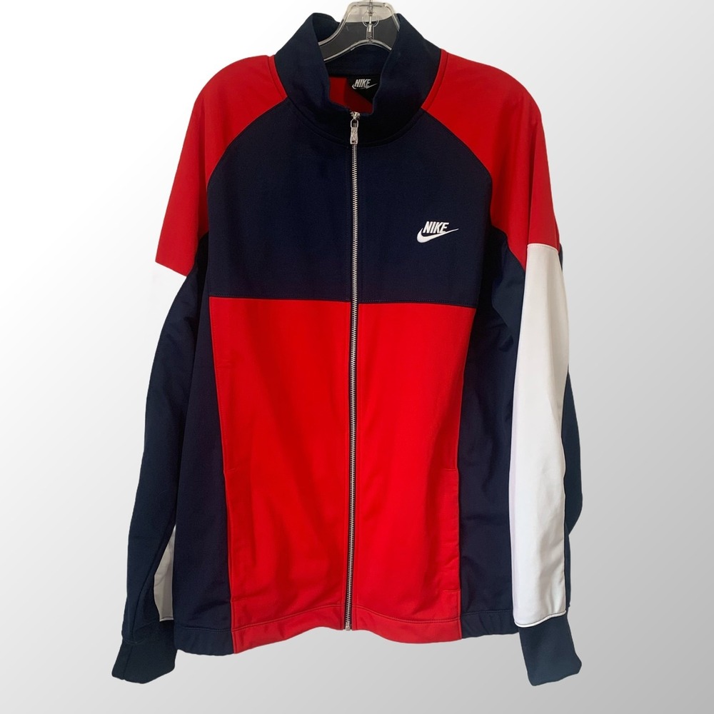 Nike‎ Track Jacket Mens Large Navy Red White Excellent Colorblock CU4307-451